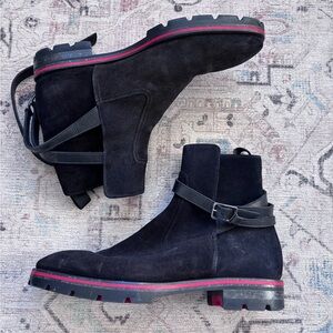 Black Suede Christian Louboutin Chelsea Boot